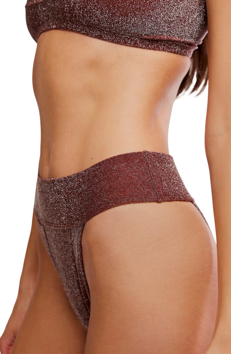 free-est by Free People Blair Metallic Bikini Bottoms, Alternate, color, Noisette