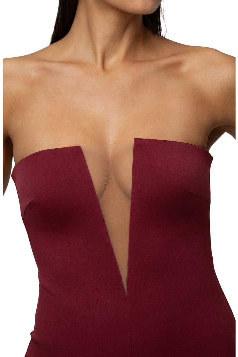 Midnight Illusion Strapless Gown, Alternate, color, RED