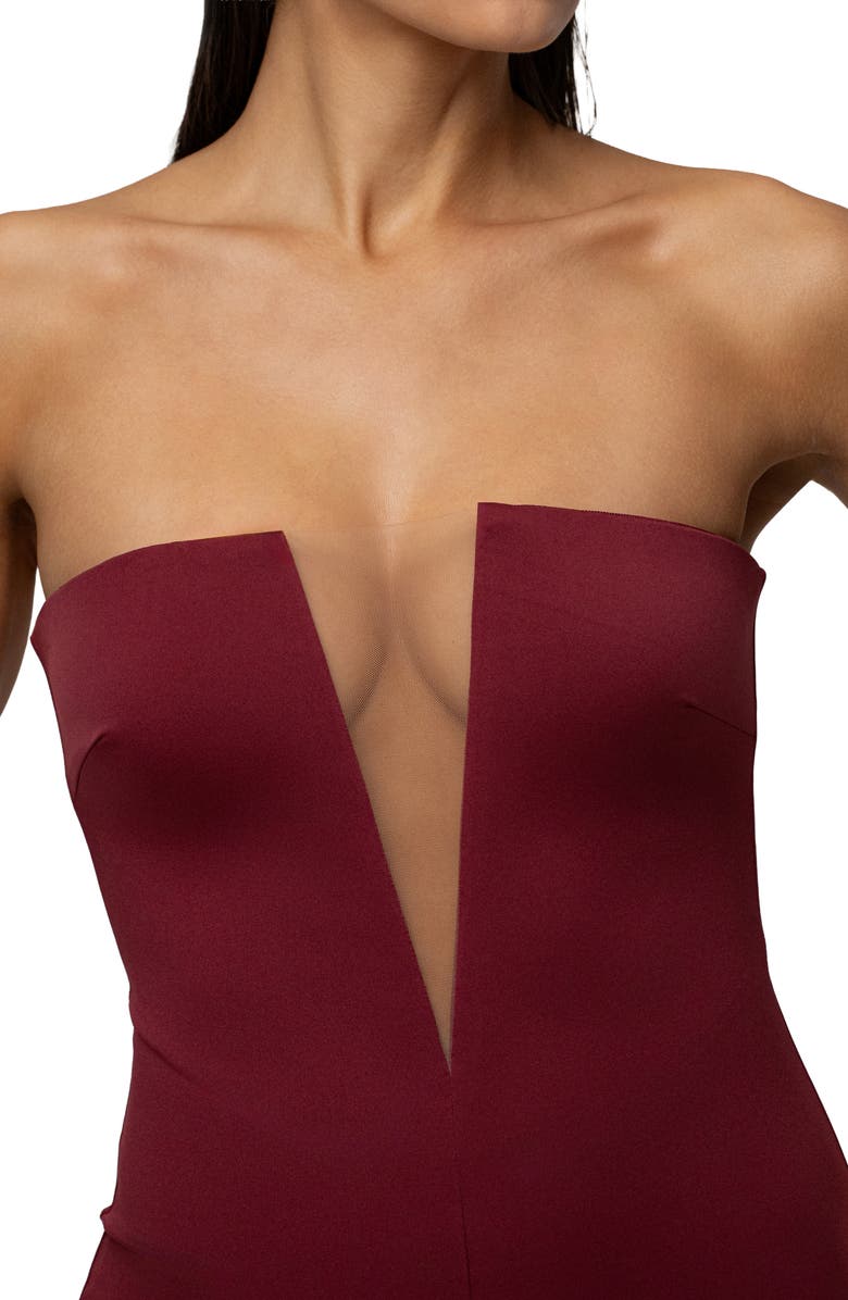 JLUXLABEL Midnight Illusion Strapless Gown, Alternate, color, Red