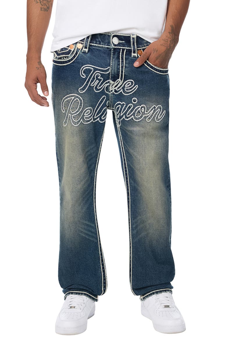 Ricky Rope Stitch Flap Straight Leg Jeans, Main, color, DENIM DUSTSTROM DARK WASH
