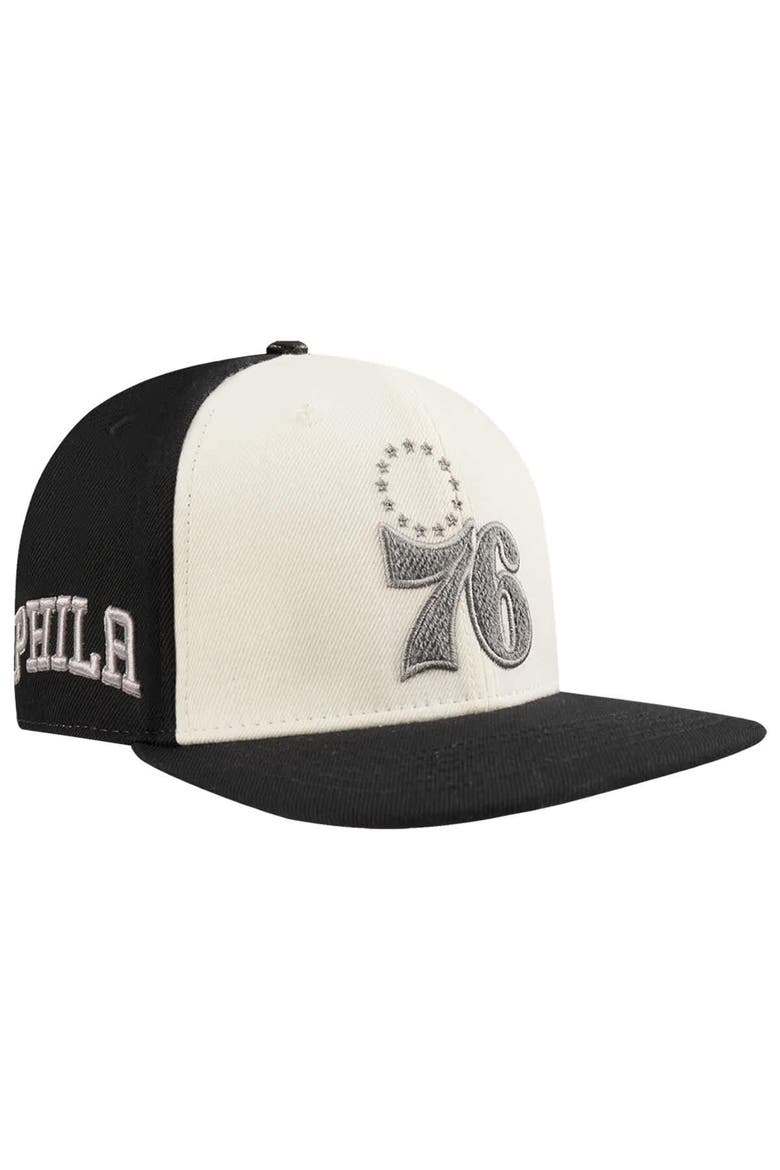 Men's Pro Standard  Cream/Black Philadelphia 76ers French Terry Snapback Hat, Main, color, Cream