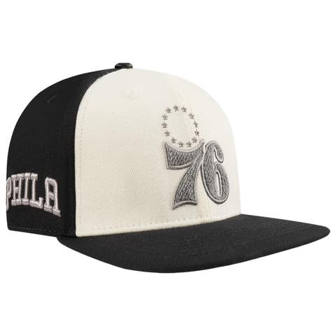 Men's Pro Standard  Cream/Black Philadelphia 76ers French Terry Snapback Hat