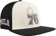 PRO STANDARD Men's Pro Standard  Cream/Black Philadelphia 76ers French Terry Snapback Hat