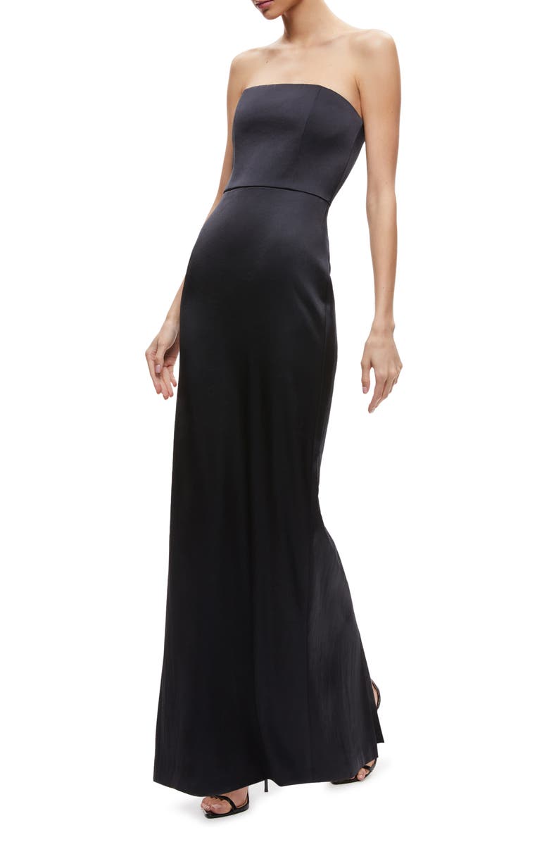 Alice + Olivia Doreen Strapless Satin Dress, Alternate, color,