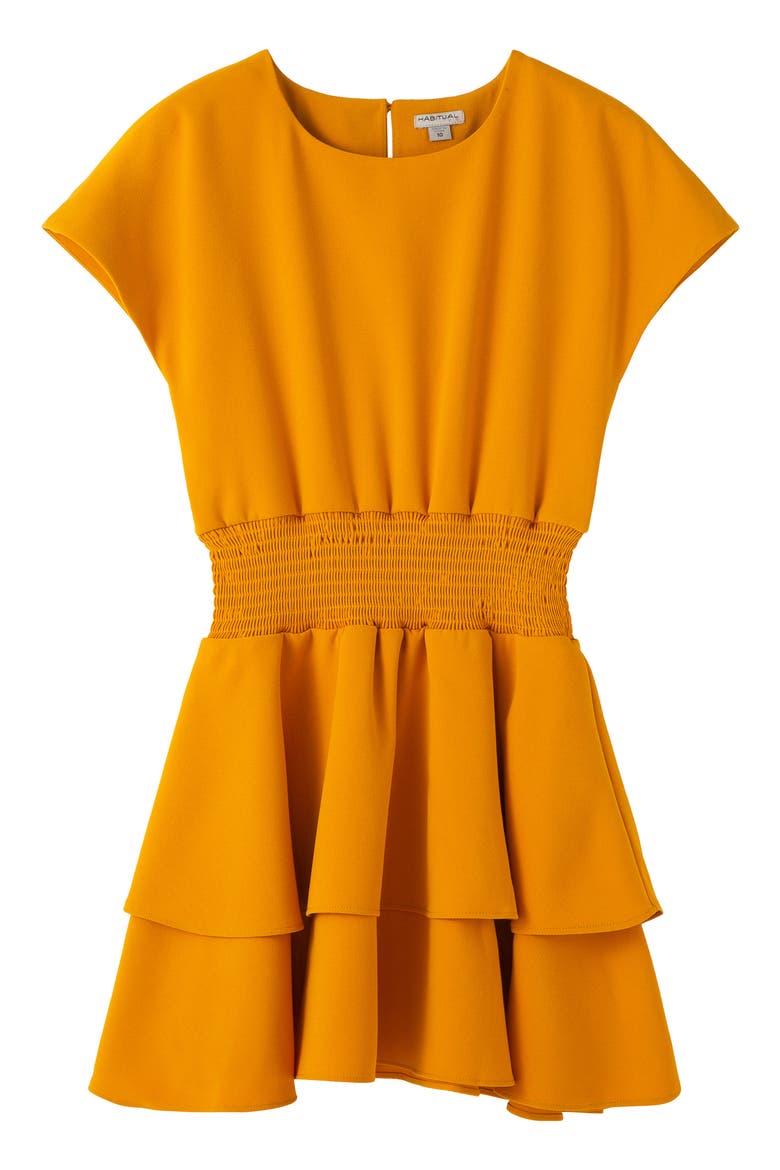 Tiered Crepe Dress, Main, color, SUNFLOWER
