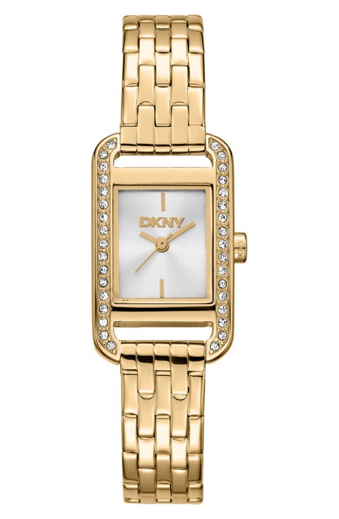 Signature Shape Crystal Bezel Tank Bracelet Watch, 20mm x 33mm