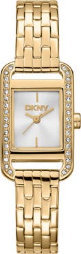 DKNY Signature Shape Crystal Bezel Tank Bracelet Watch, 20mm x 33mm