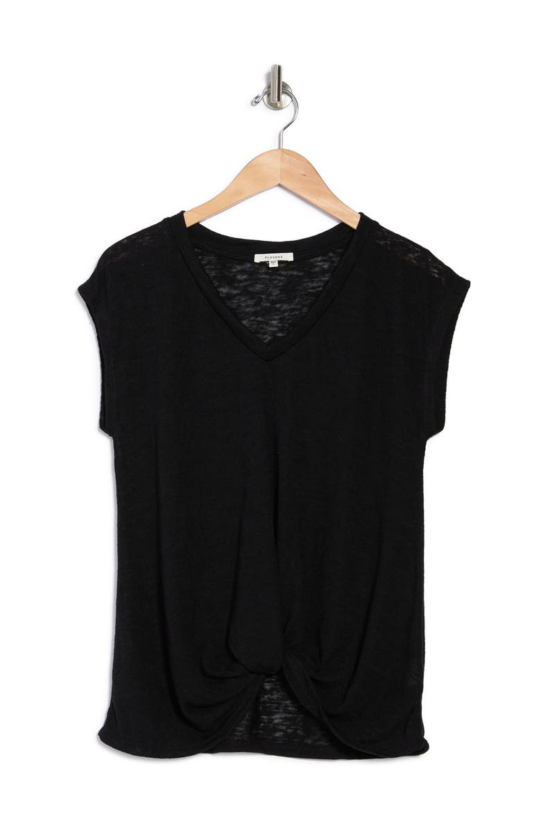 Pleione V-Neck Twist Front Burnout Tank, Alternate, color,