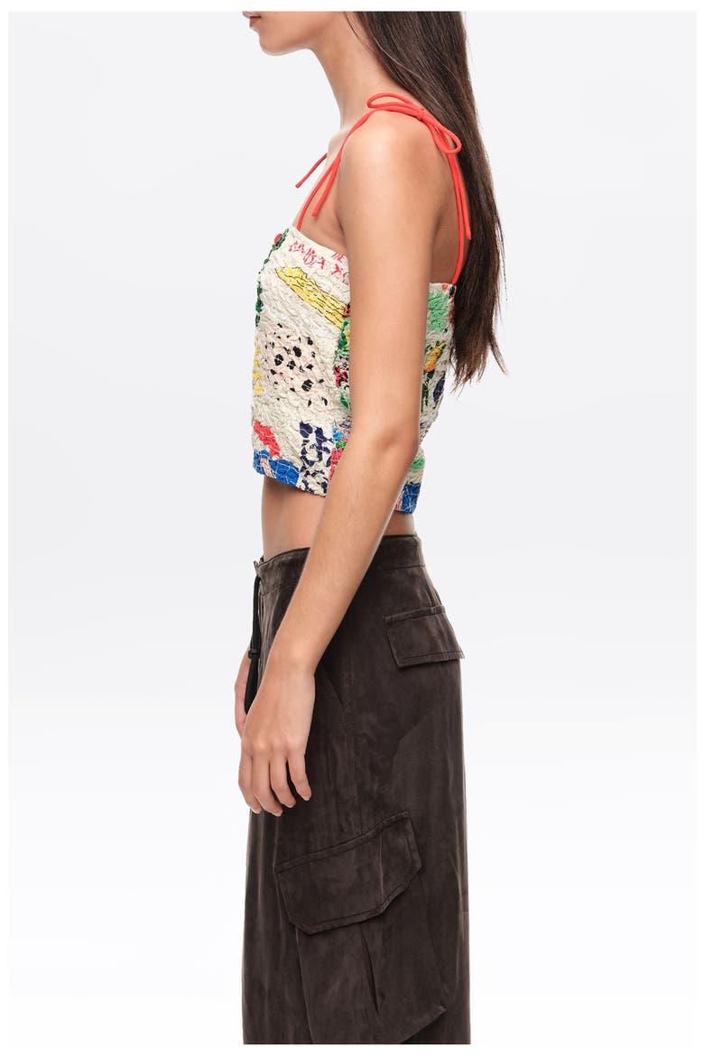 Patchwork Ruched Strappy Top, Alternate, color, PATCHWORK SUMMER