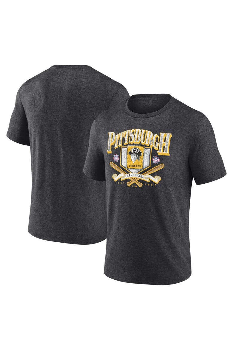 Men's Fanatics Branded Heather Charcoal Pittsburgh Pirates Home Team Tri-Blend T-Shirt, Alternate, color, Heather Black