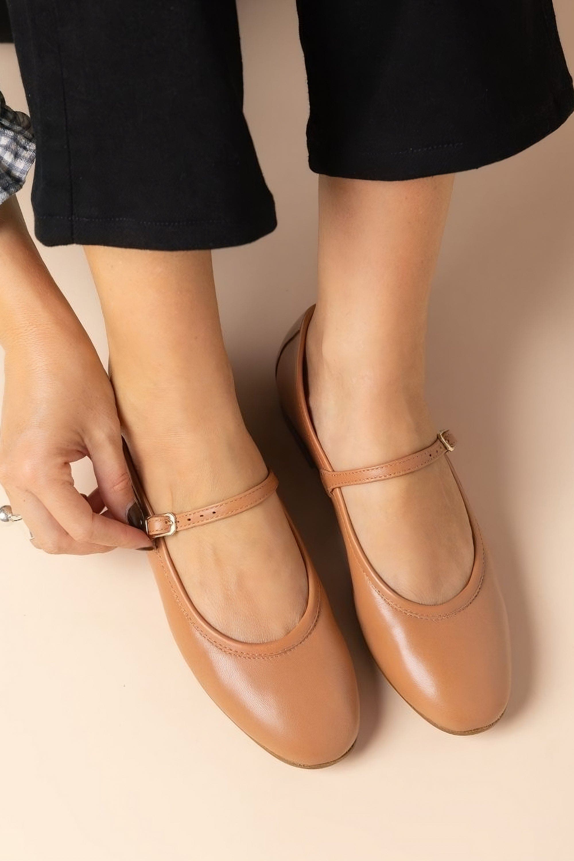 Boheme Leather Mary Jane Flat, Alternate, color, Caramel