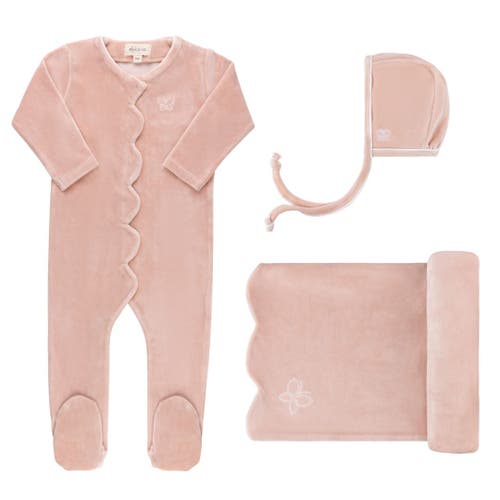 Ely's & Co. Velour Embroidered Bird & Butterfly Collection In Pink