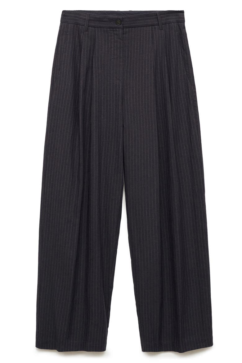 Straight Fit Cotton & Linen Suit Pants, Alternate, color, NAVY