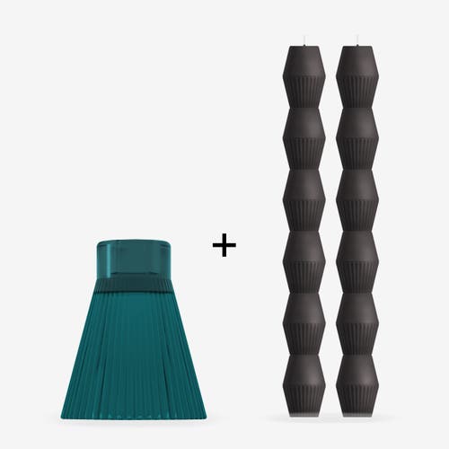Ozaiz Zai Geometric Pillar Candle In Blue