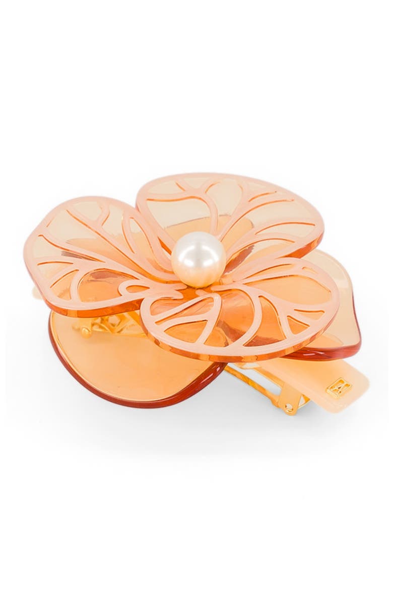 Boheme camelia acetate hair barette, Alternate, color, Peach