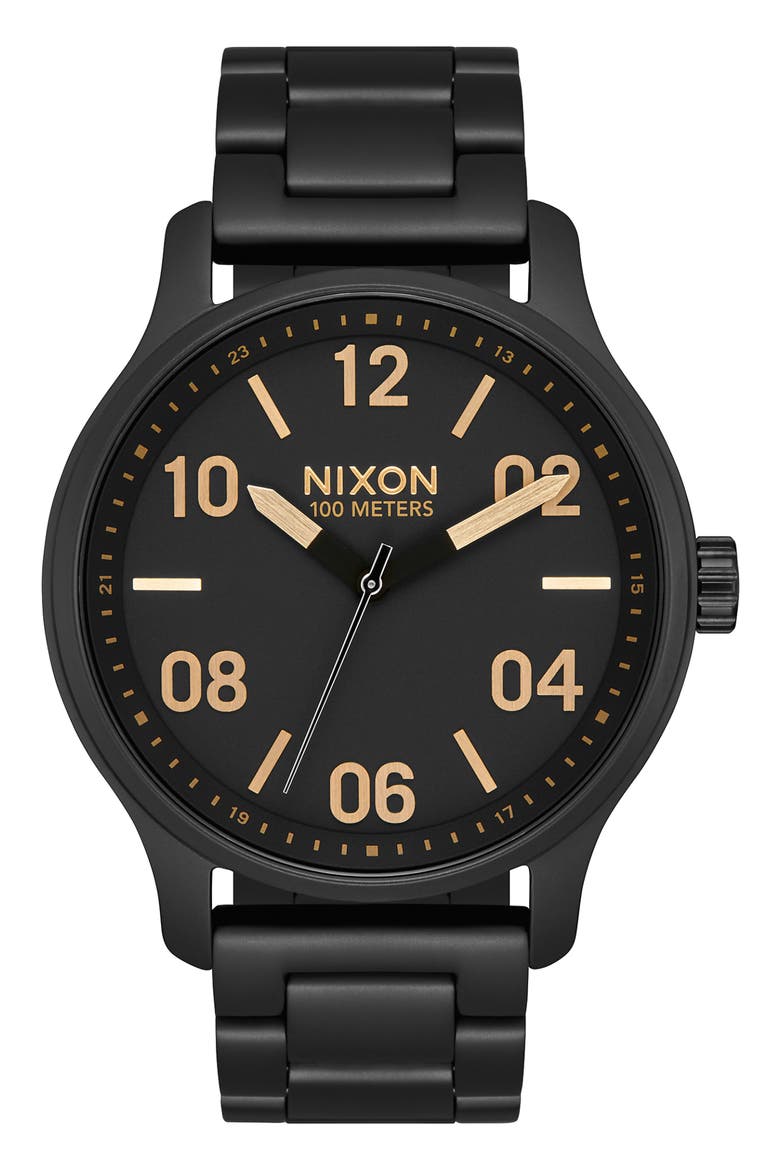 The Patrol Bracelet Watch, 42mm, Main, color, BLACK/ GOLD/ BLACK