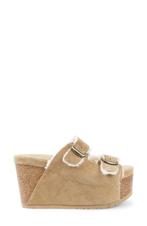 Zigi Faux Shearling Platform Sandal In Gold