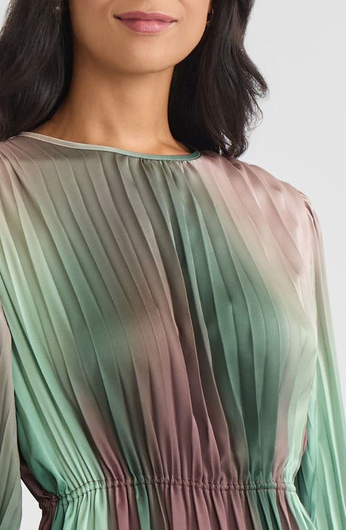 Misook Pleated Ombre Crepe De Chine Maxi Dress In Multi