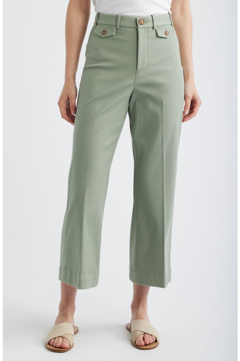 Easy Flare Crop Cotton Blend Pants, Main, color, SAGE BRUSH