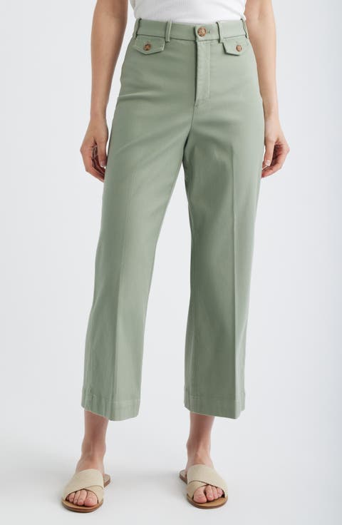 Easy Flare Crop Cotton Blend Pants