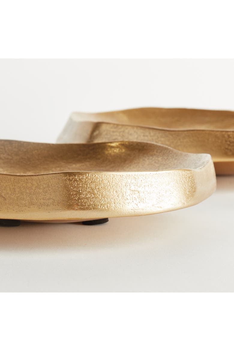 Nico Decorative Bowls, Set of 2 - Gold Cast Aluminum, Alternate, color, Gold
