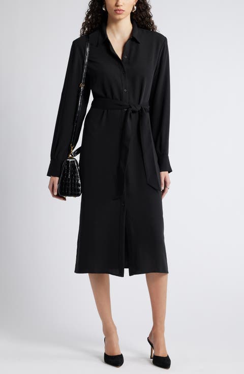 Long Sleeve Belted Shirtdress