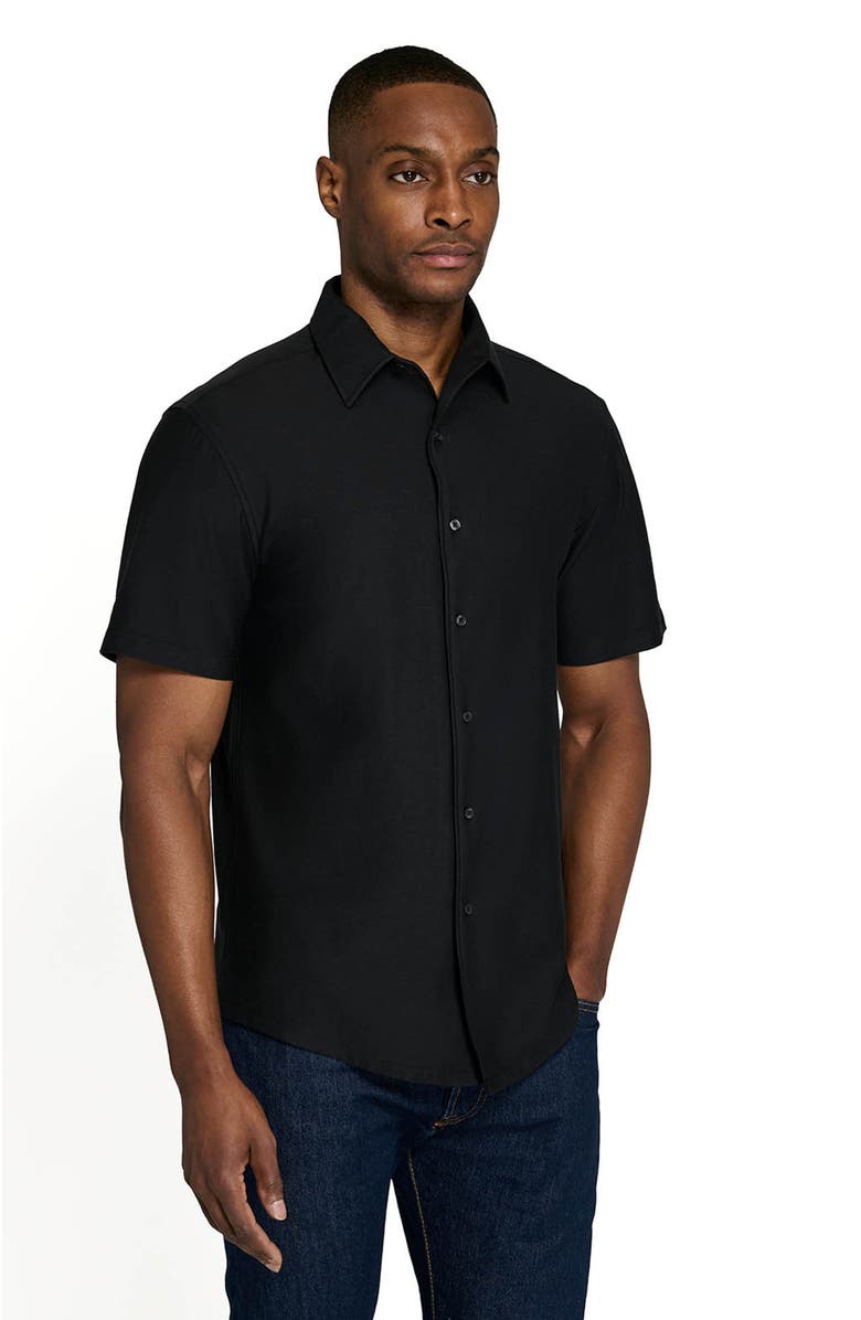 Brooklyn Brigade Solid Mapleton Luxe Cross Dyed Short Sleeve Shirt, Alternate, color, Black