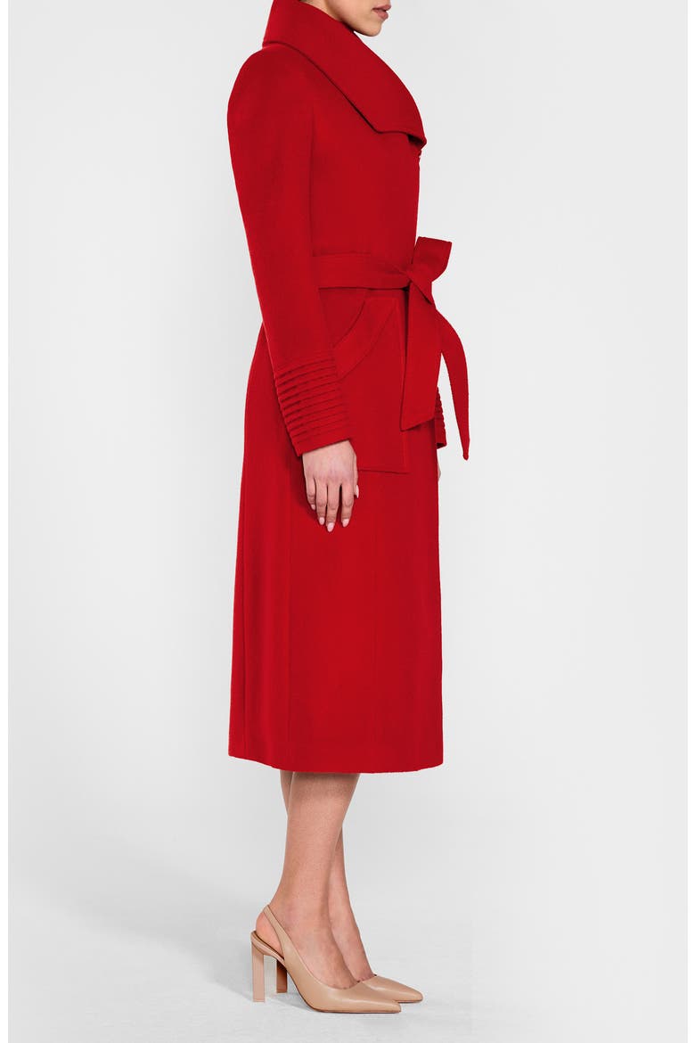 Wide Collar Alpaca & Wool Wrap Coat, Alternate, color, SCARLET RED
