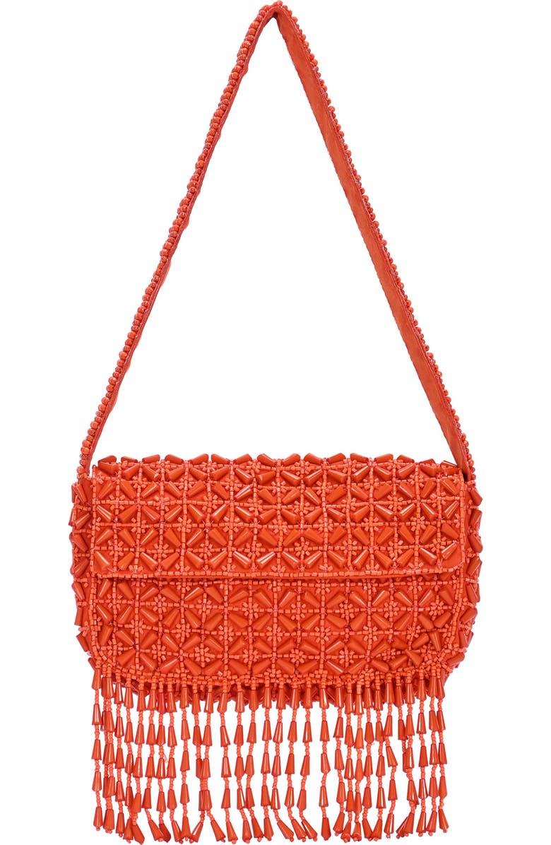 Antik Kraft Beaded Fringe Shoulder Bag, Main, color, Orange