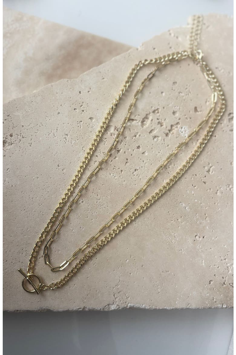 Set of 2 Assorted Chain Necklaces, Alternate, color, GOLD