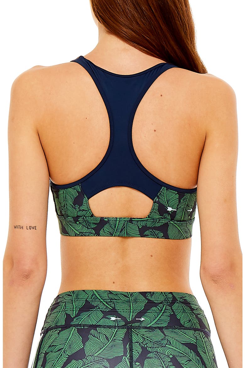 Anna Palm Leaf Sports Bra, Alternate, color, NAVY/ GREEN