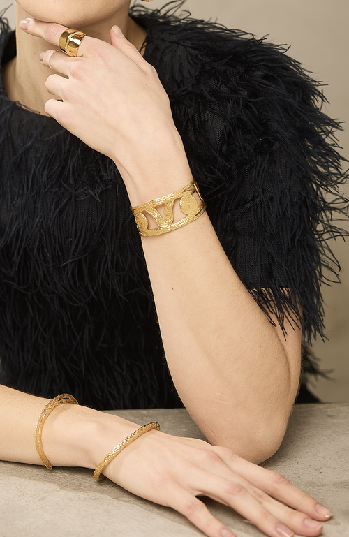 Cog Nocturne Cuff Bracelet In Gold