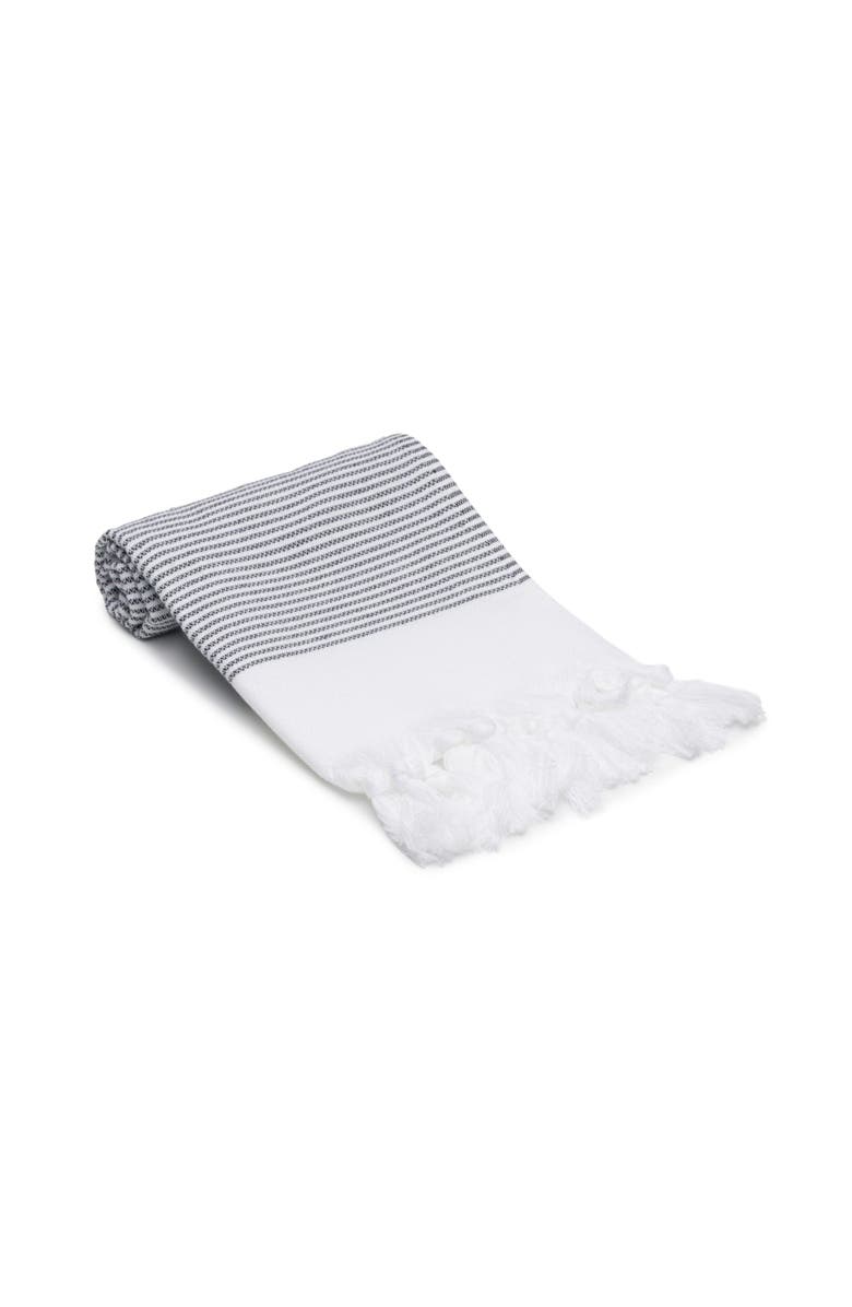 Oliviera Home Fine Stripe Turkish Cotton Hand & Kitchen Towel Bundle, Alternate, color, Black