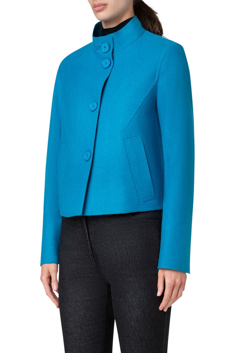 Taglio Vivo Wool Blend Boxy Jacket, Alternate, color, TURQUOISE