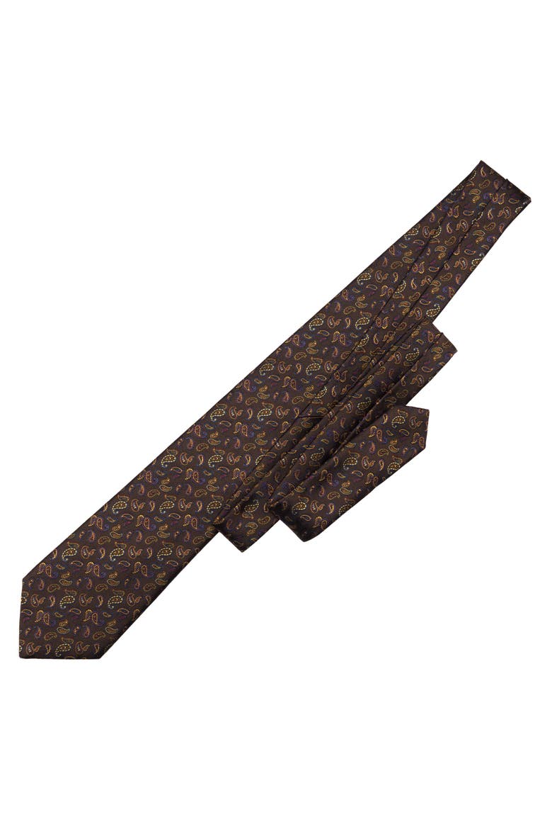 Sambuco - Extra Long Silk Jacquard Tie for Men, Alternate, color, Caffè