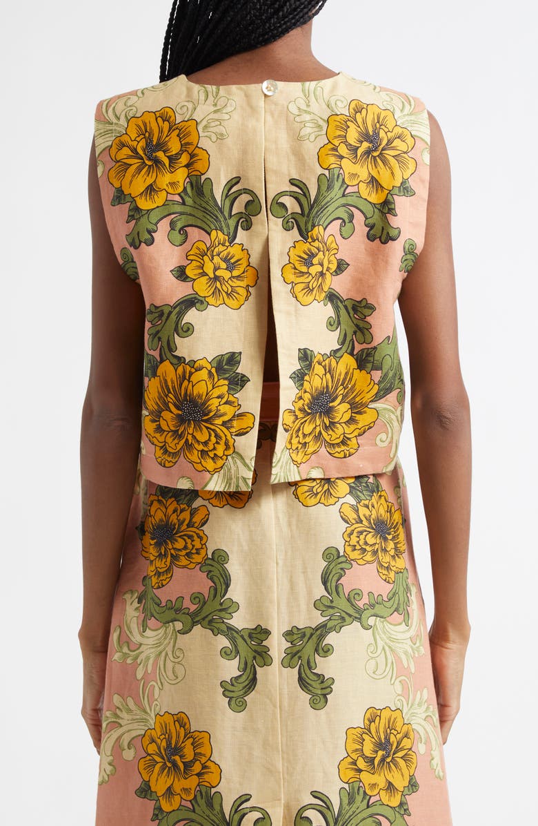 FARM Rio Delicate Flower Arabesque Linen Top, Alternate, color, Delicate Flower Arab