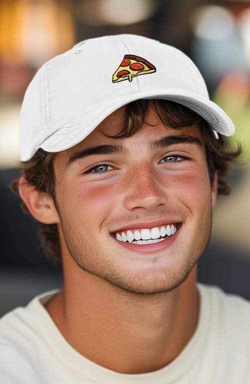 Dalix Pizza Slice Embroidered Dad Hat In White