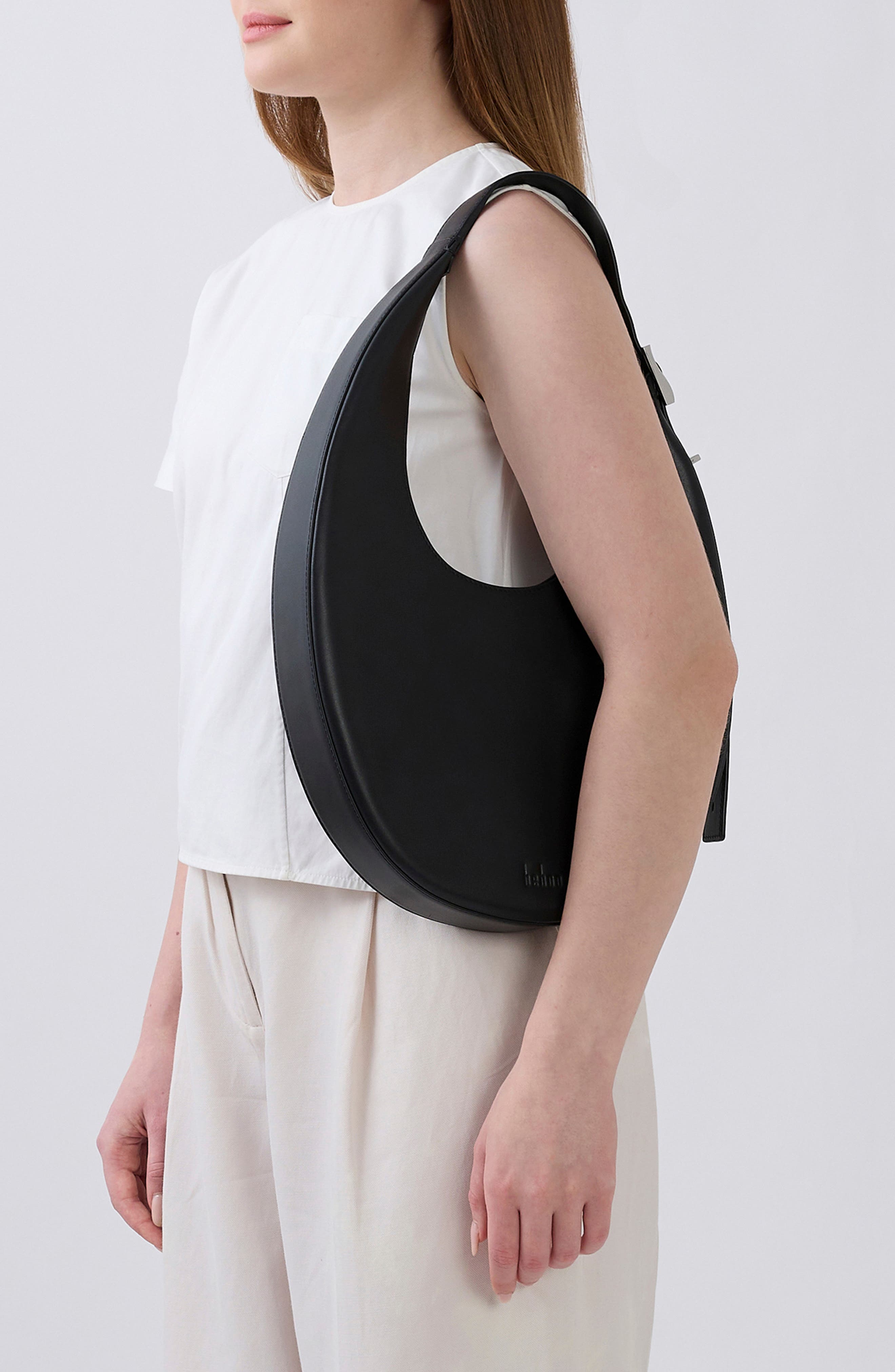 behno Large Ina Crescent Shoulder Bag, Alternate, color, Black