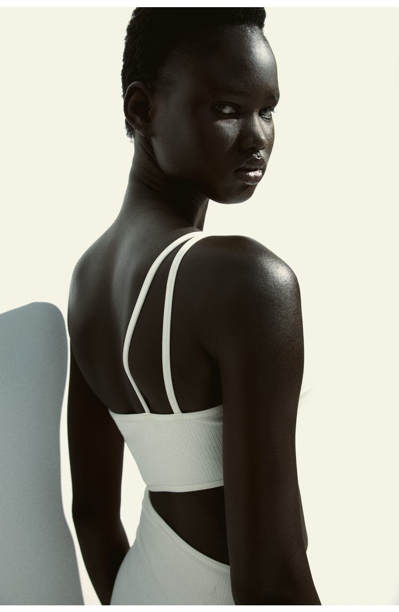 H&M Padded-cup Cut-out Swimsuit, Alternate, color, White