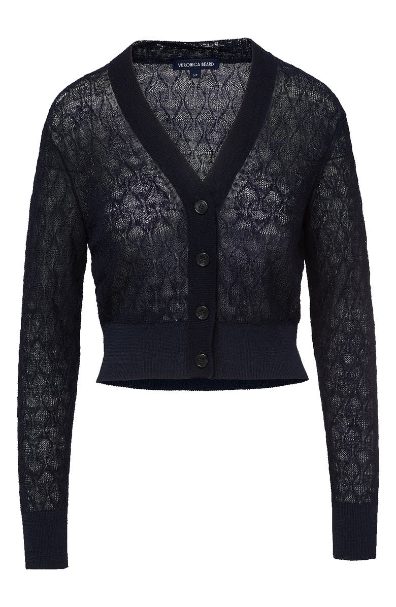 Veronica Beard Ingraham Semi Sheer Cardigan, Alternate, color, Navy