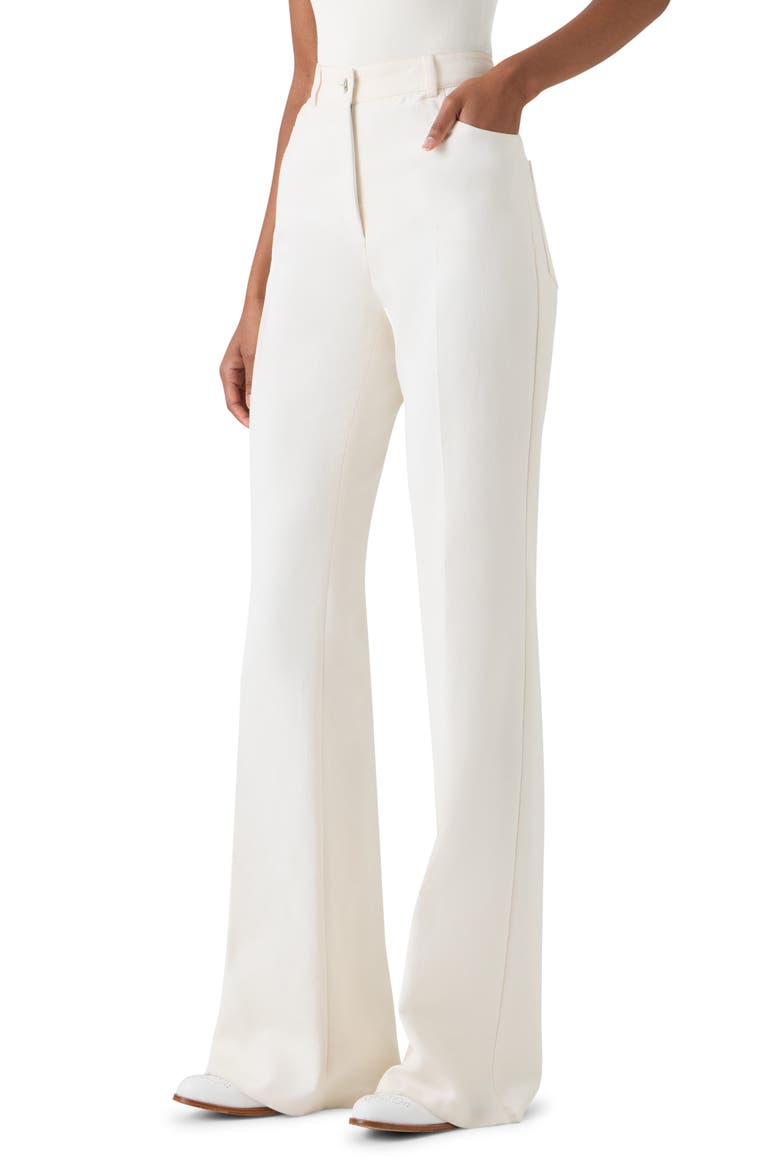 Farid High Waist Cotton & Silk Blend Pants, Alternate, color, ECRU