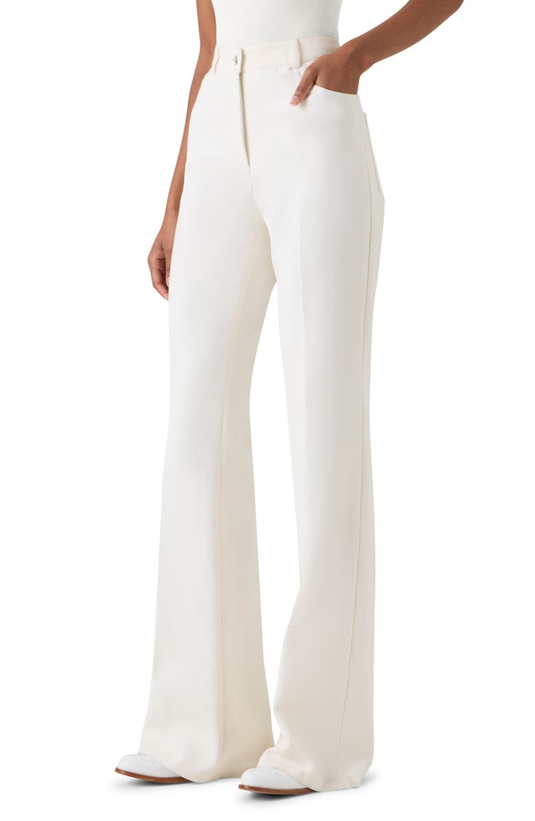 Akris Farid High Waist Cotton & Silk Blend Pants, Alternate, color, Ecru