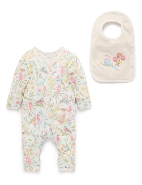 Australiana Floral Zip Romper & Bib Set