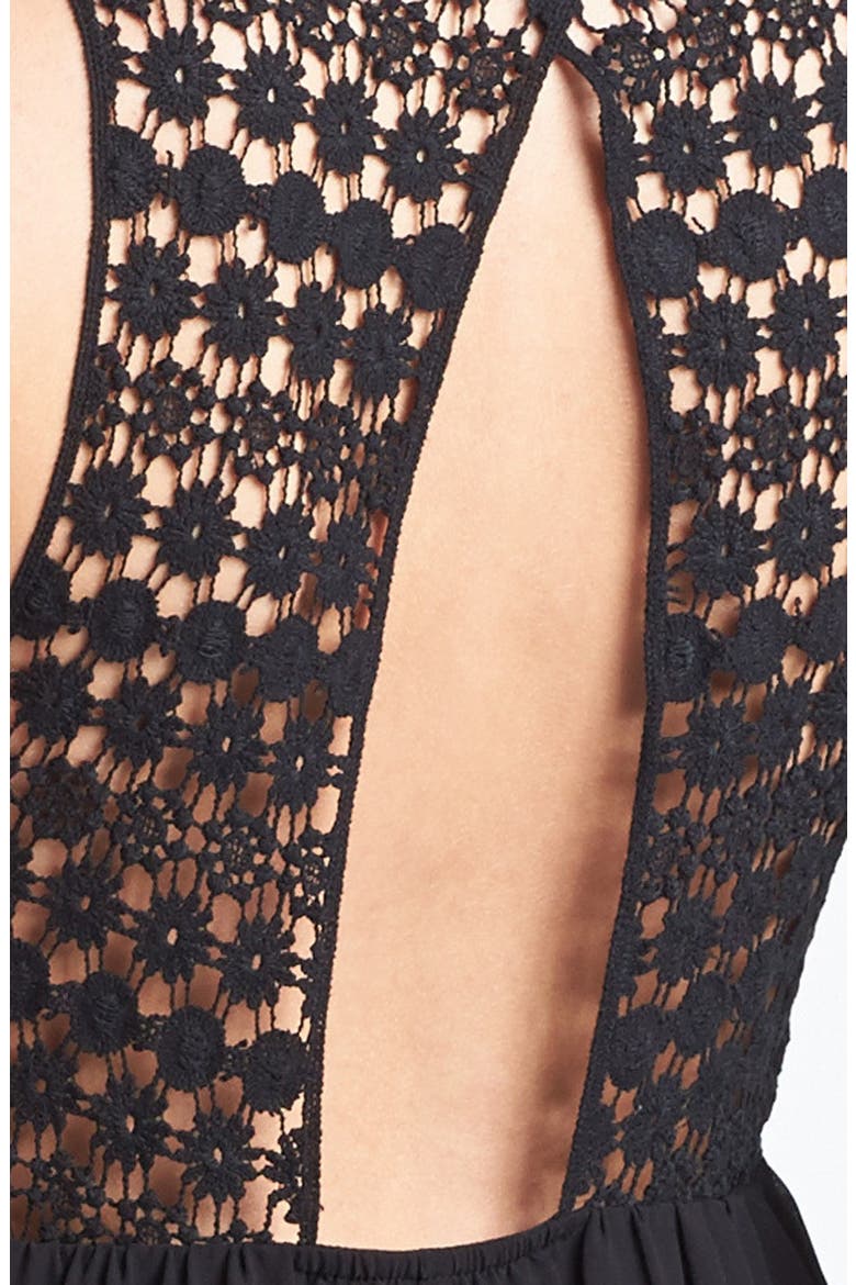 Crochet Top Cutout Dress, Alternate, color, BLACK