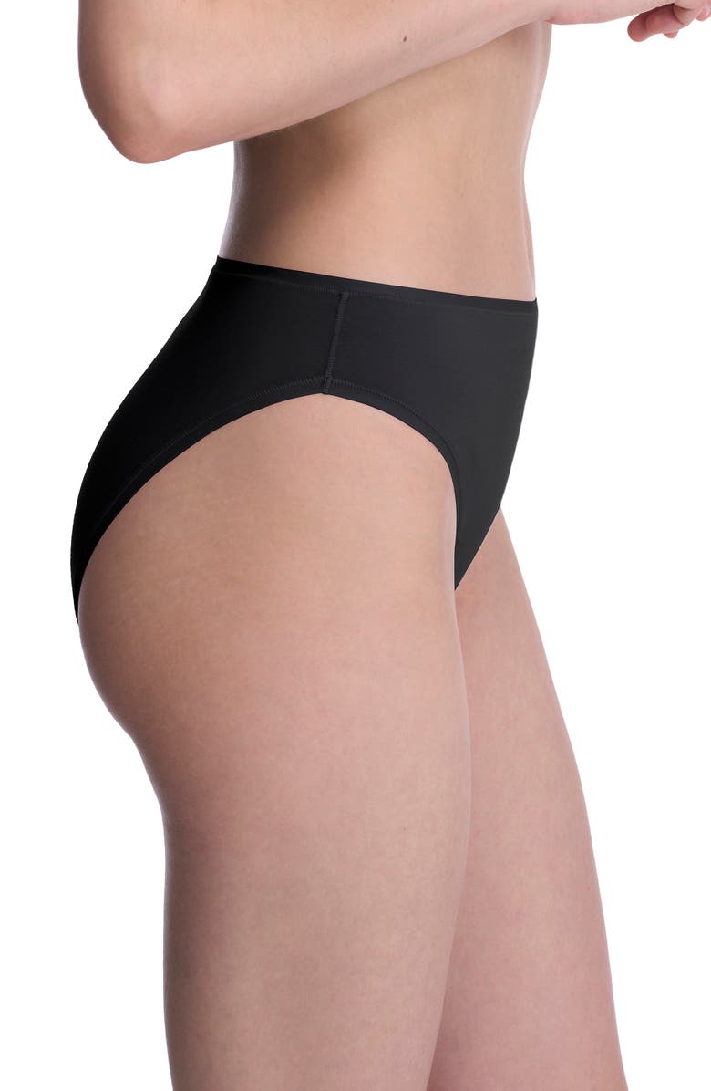 Natori Bliss Bare Cotton High Cut Briefs, Alternate, color, Black