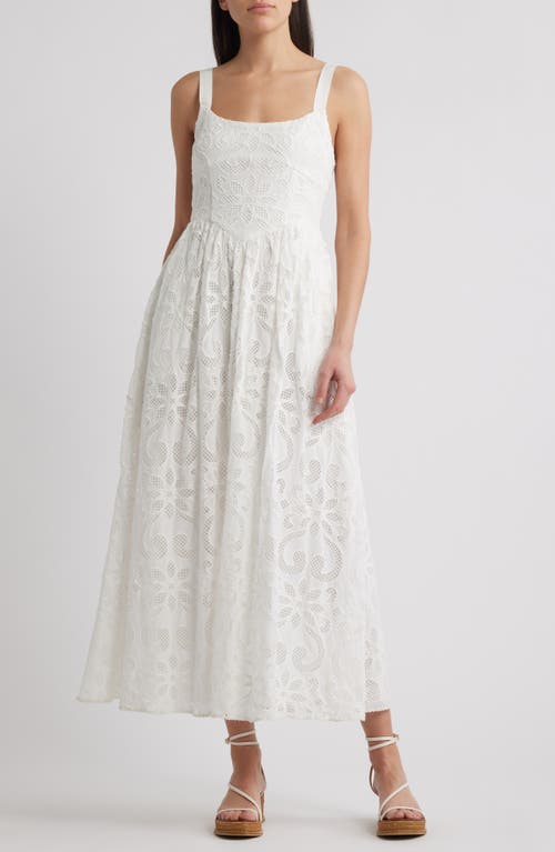 Saylor Maryl Open Stitch Sleeveless Maxi Dress In White