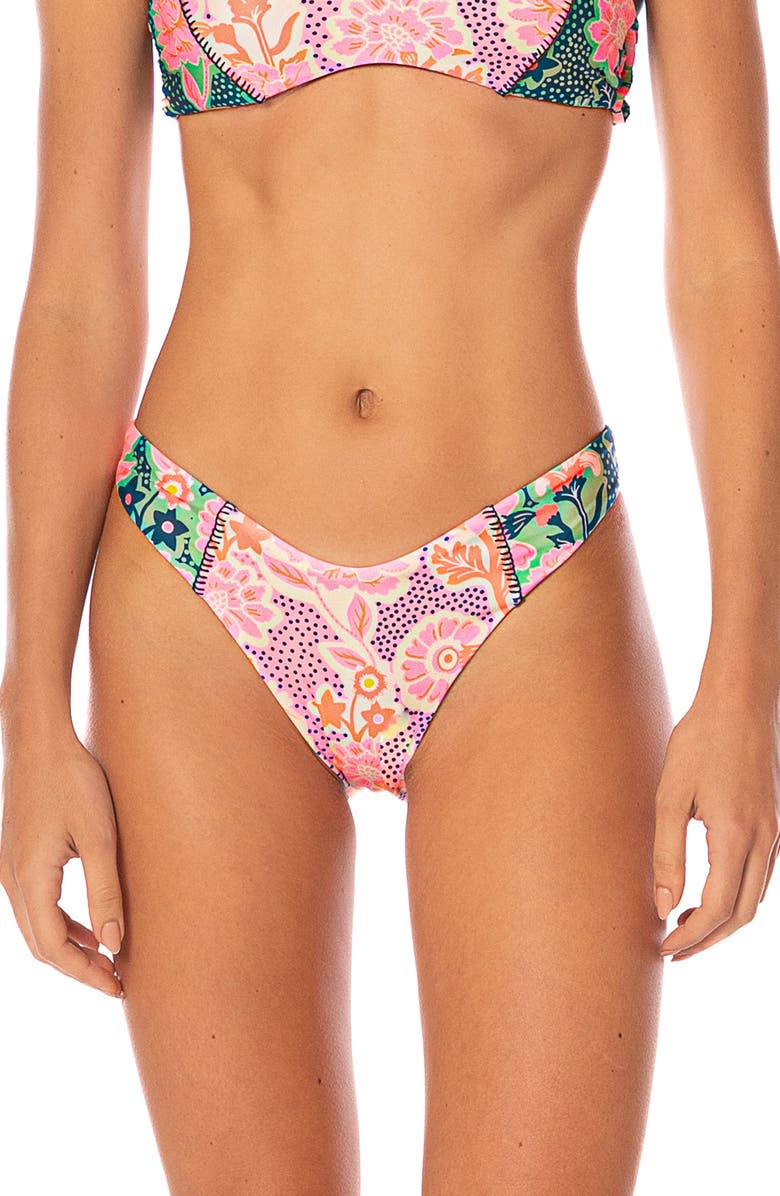 Maaji Blush Floral Splendor Reversible Bikini Bottoms, Main, color, Pink