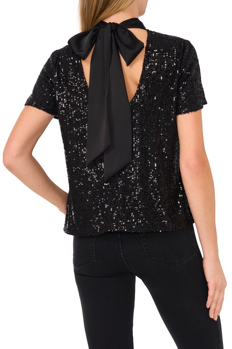 Sequin Mock Neck Top, Alternate, color, RICH BLACK