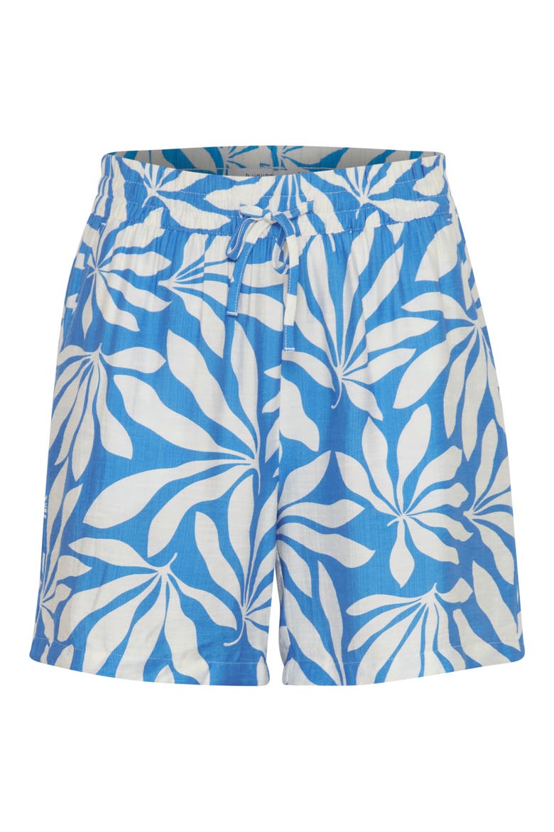 Isela Printed Drawstring Shorts, Main, color, PALACE BLUE PALMS