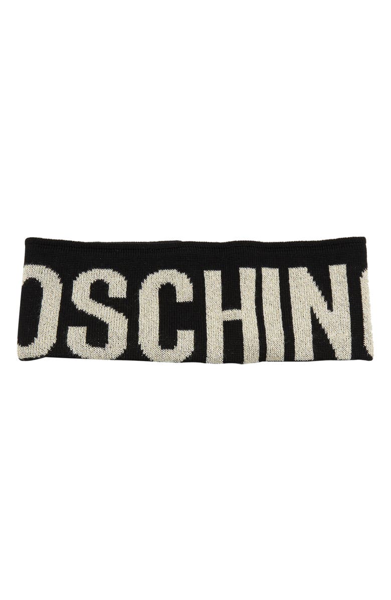 Moschino Knit Logo Headband, Main, color, 